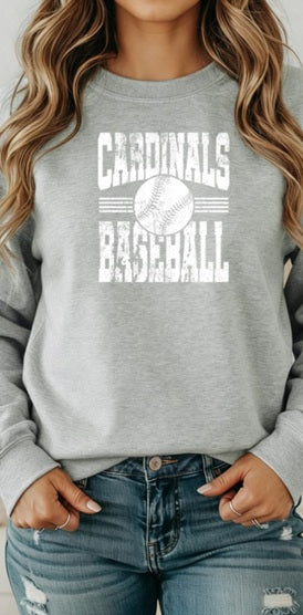 CARDS (Adults) | Cardinals Baseball White Distressed