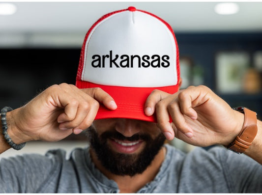 AR HAT *PRE-ORDER* Arkansas Barbie Font